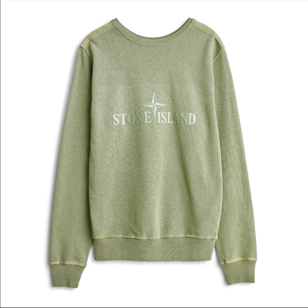 Stone Island SS20 Double Front Pullover Knit Sweatshirt Olive Green